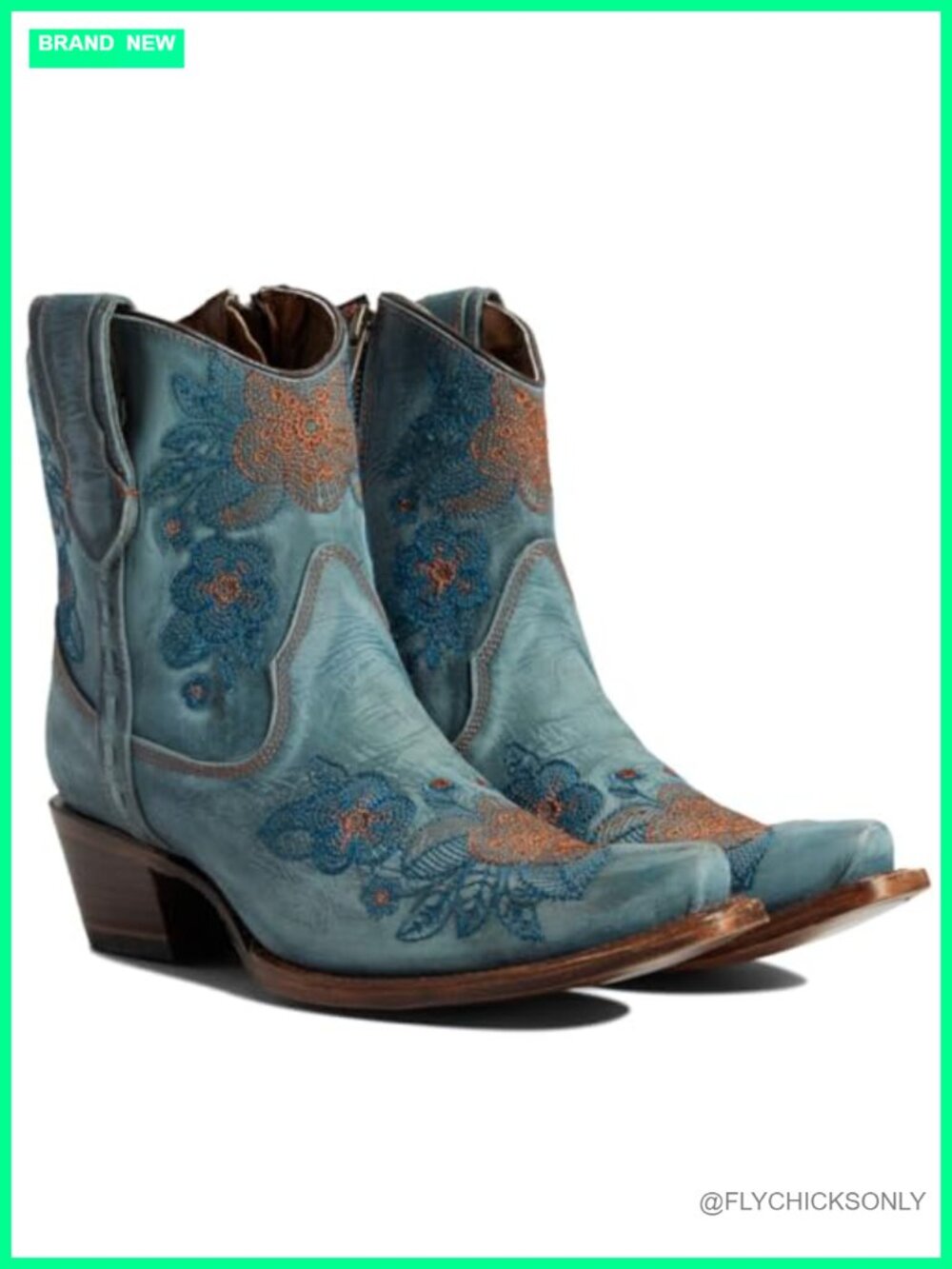 Floral Embroidered Snip Toe Leather Ankle Boots